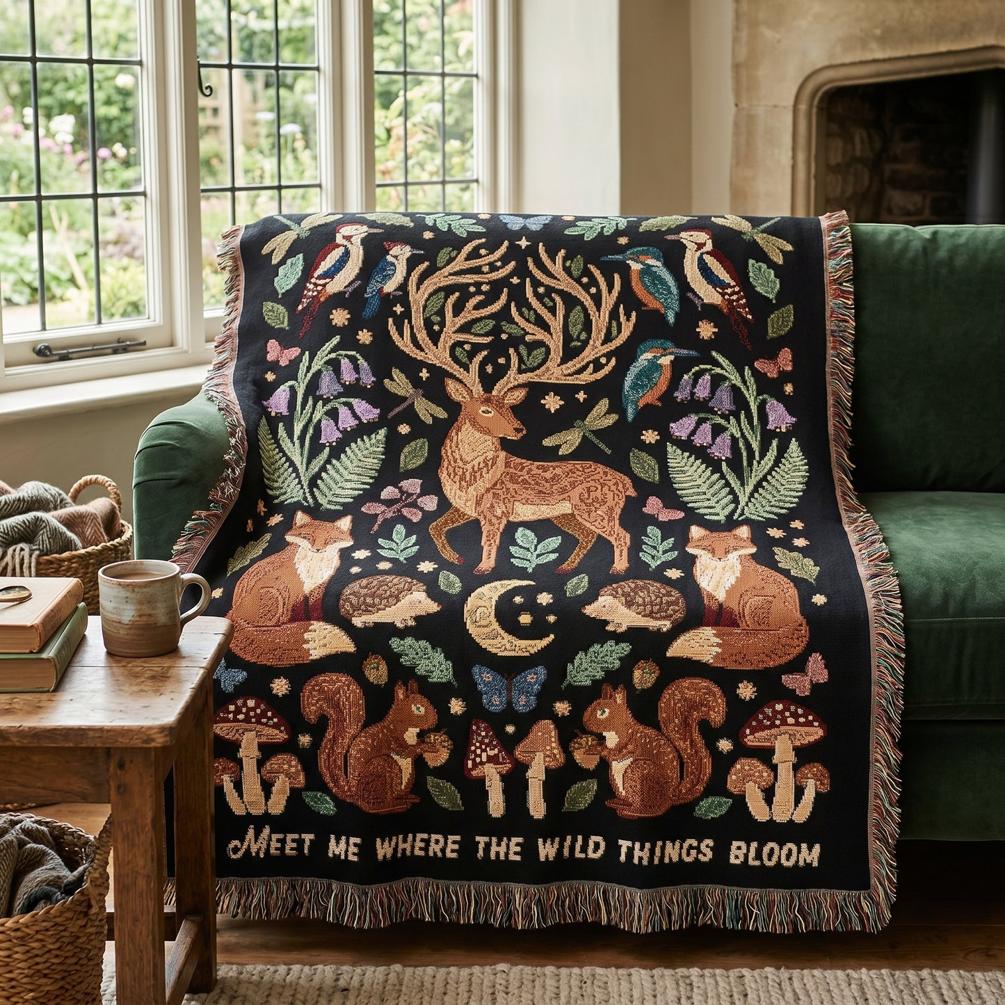Woodland Animals Woven Blanket