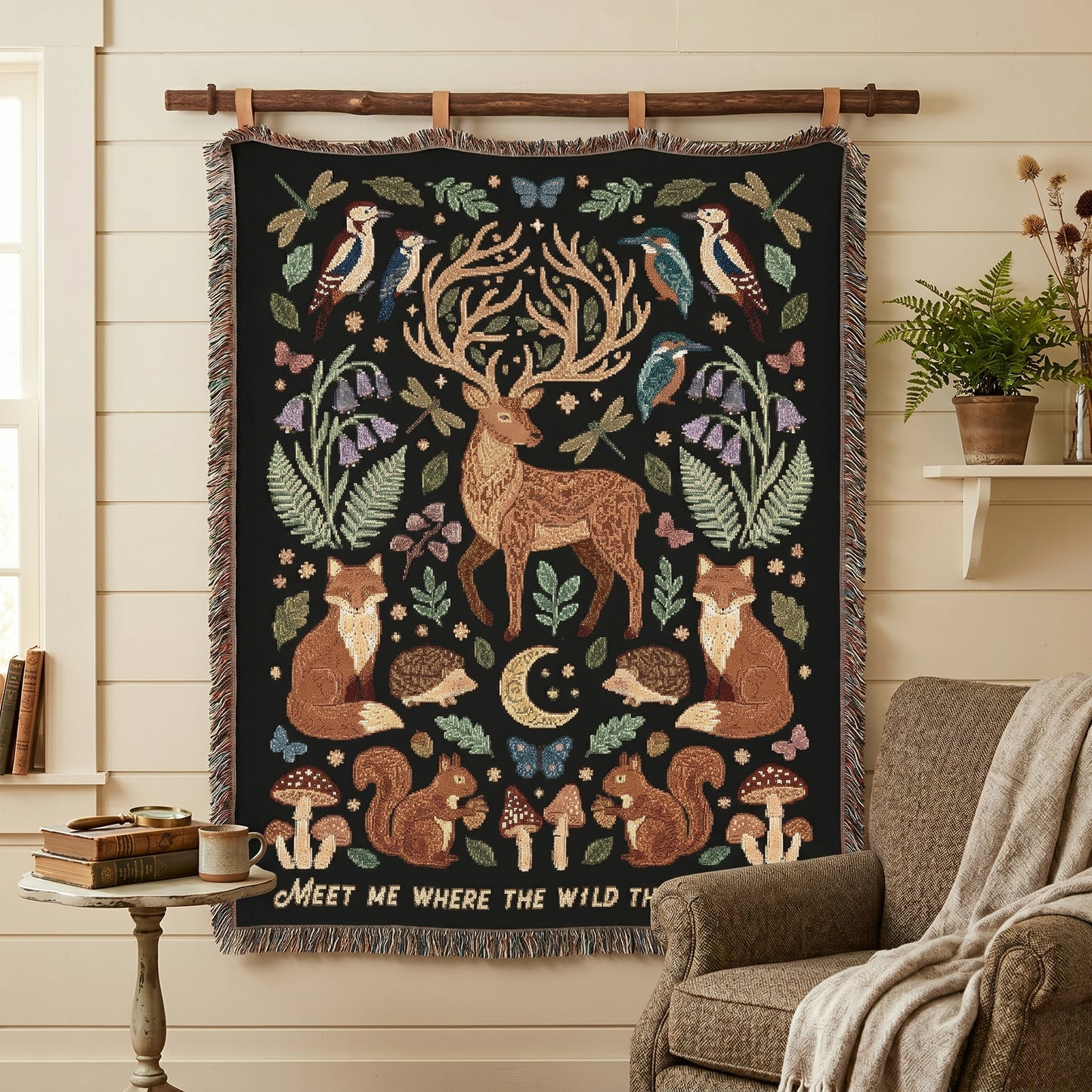 Woodland Animals Woven Blanket