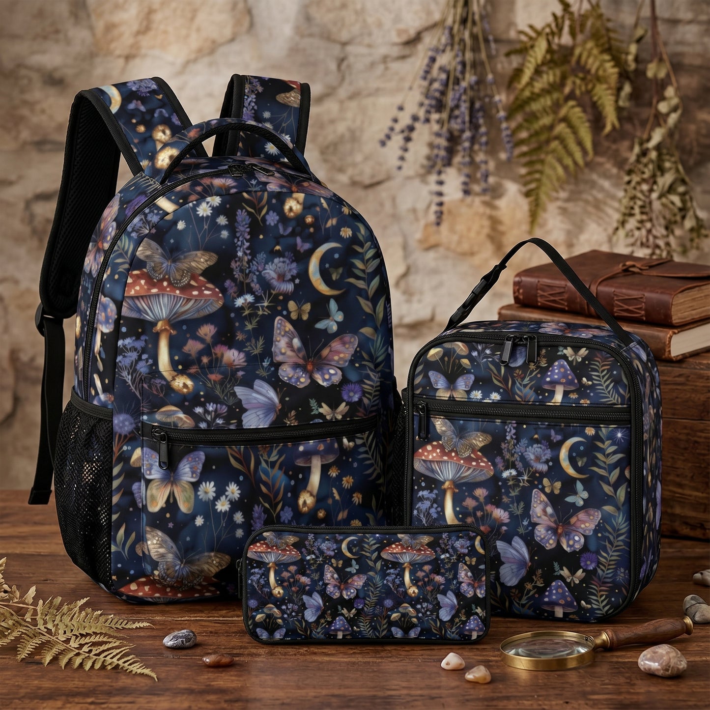 Violet Fairies Magic Night Backpack Three Piece School Set