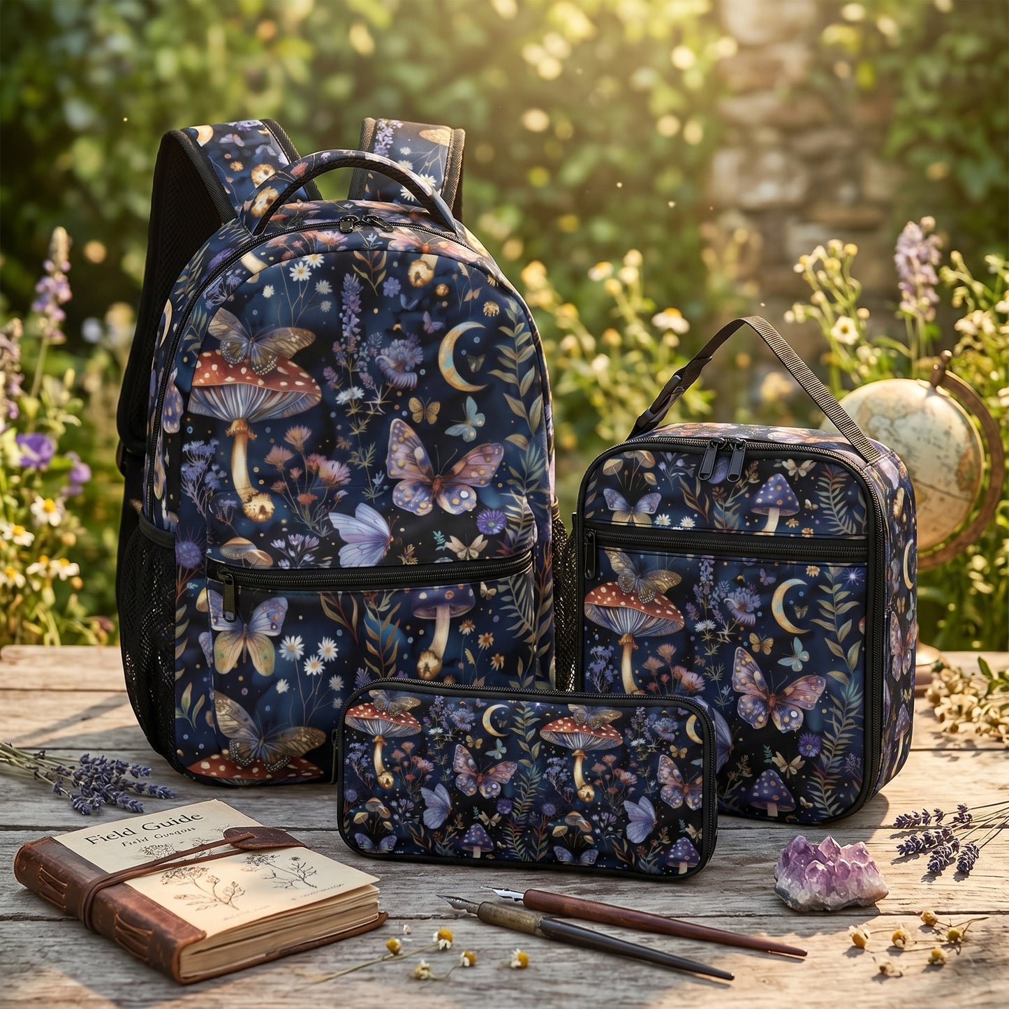 Violet Fairies Magic Night Backpack Three Piece School Set