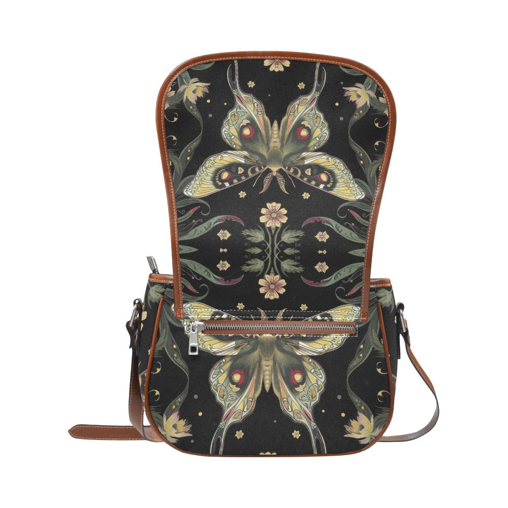 Vintage Boho Moth Saddle Bag Crossbody Purse