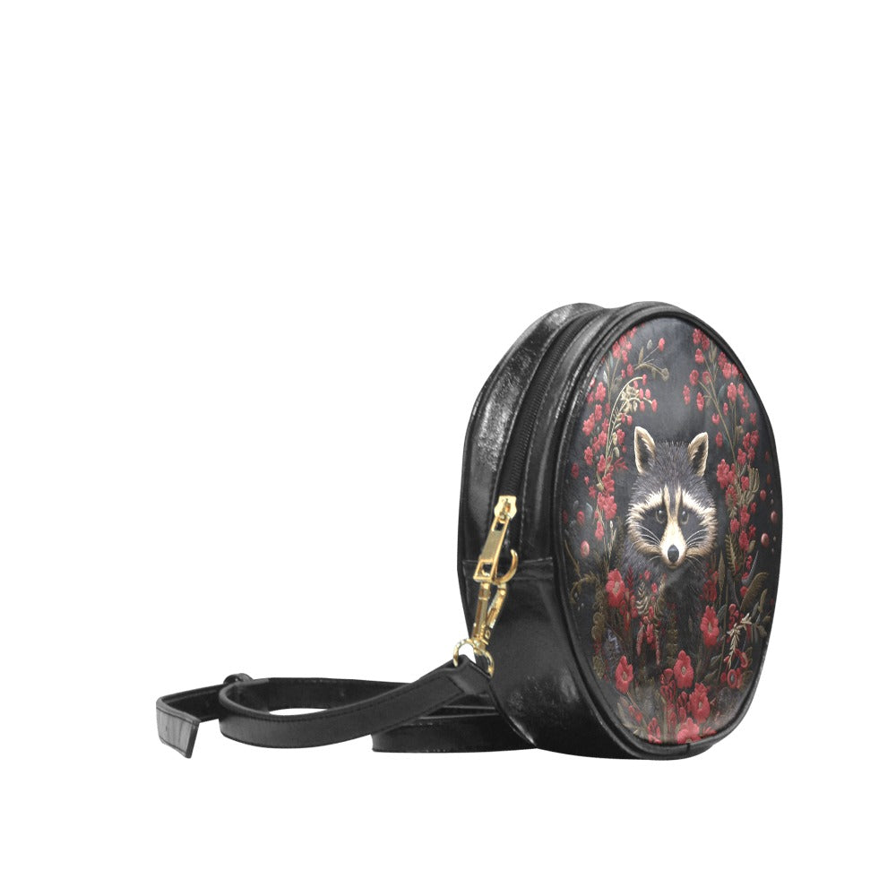 Faux-Embroidered Raccoon Vegan Leather Purse