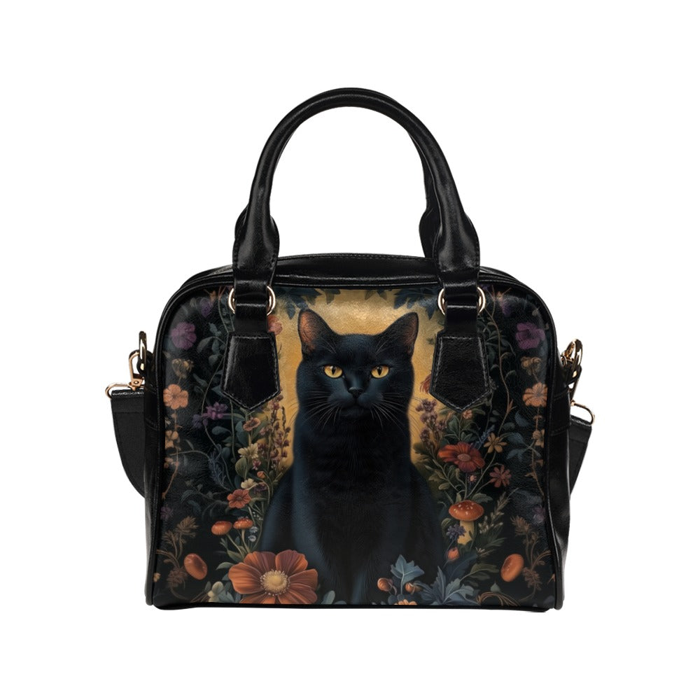 Gothic Black Cat Vegan Leather Bowler
