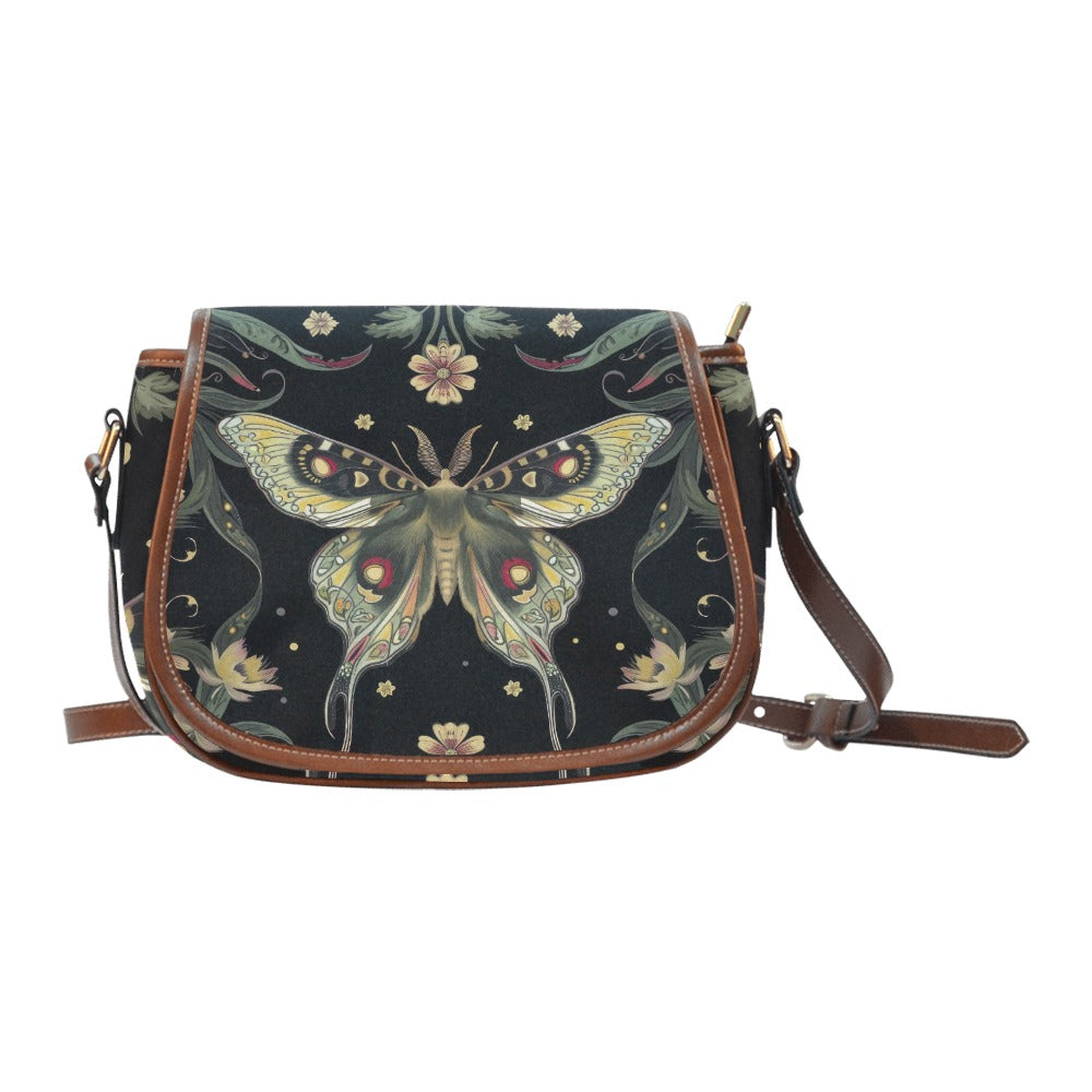 Vintage Boho Moth Saddle Bag Crossbody Purse