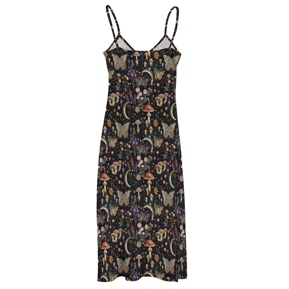 Trippy Mushrooms & Butterflies Garden Maxi Dress