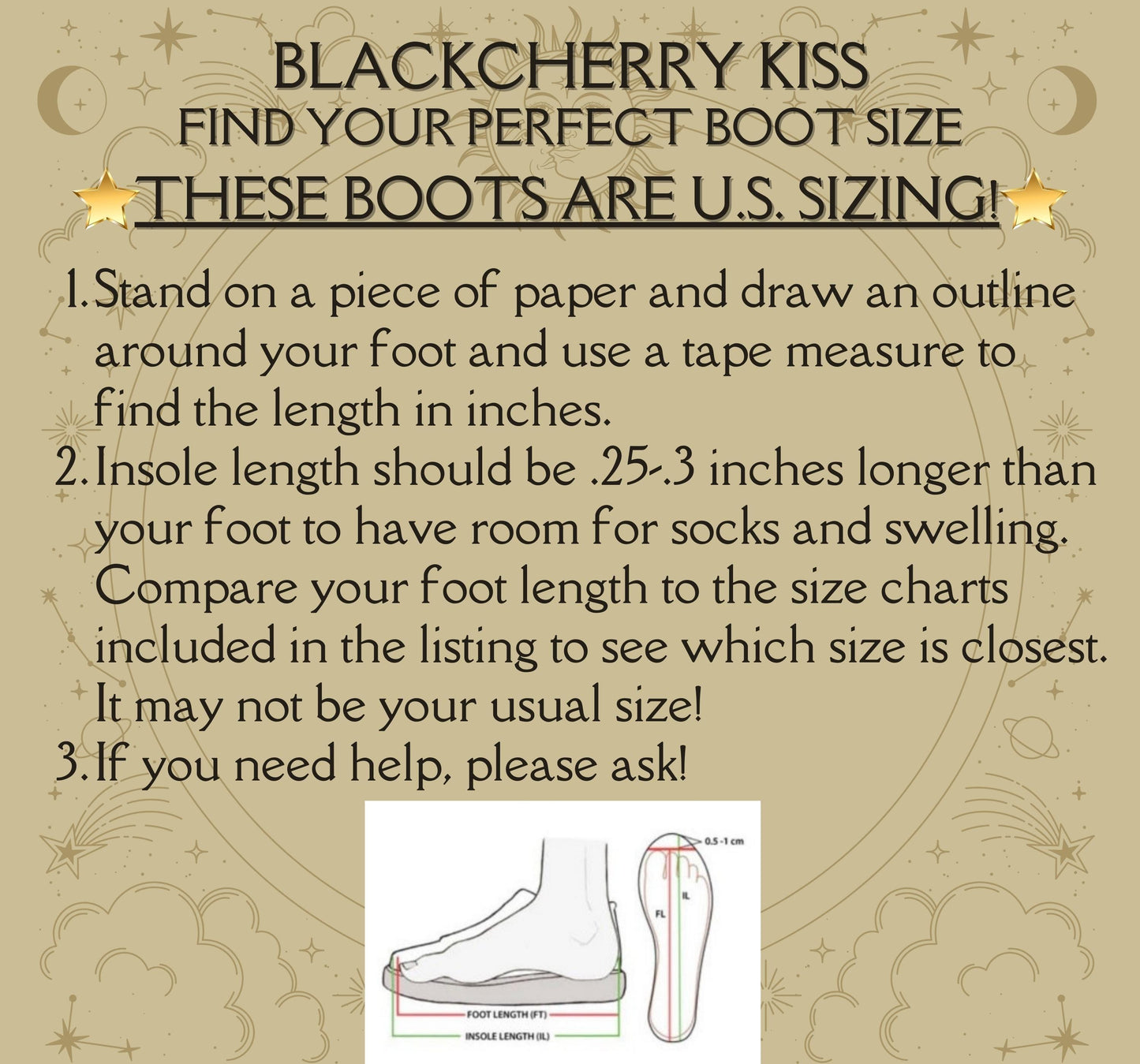 Watercolor Moons & Flowers Witchy Vegan Combat Boots