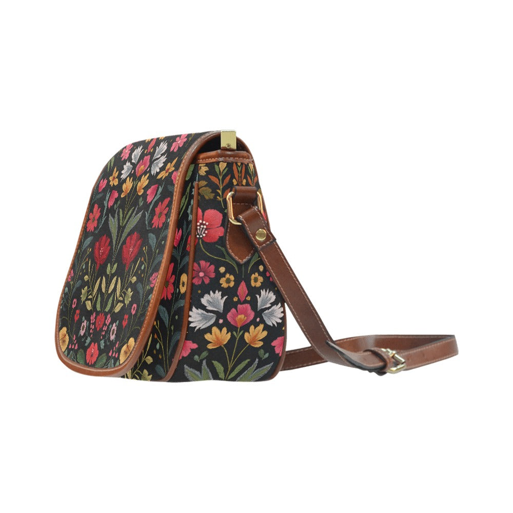 Bright Folk Flowers Saddle Bag Purse