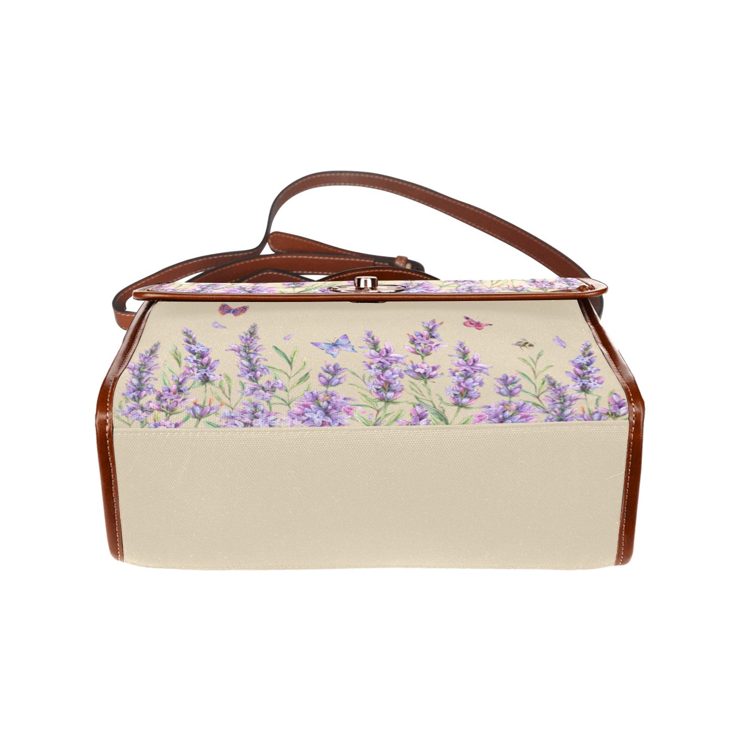 Boho Lavender Fields on Cream Satchel