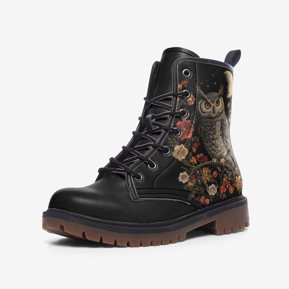 Horned Owl and Flowers Boots