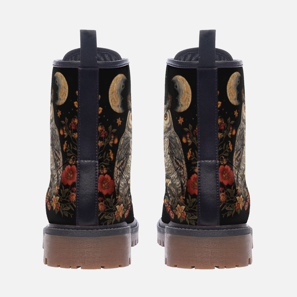 Horned Owl and Flowers Boots