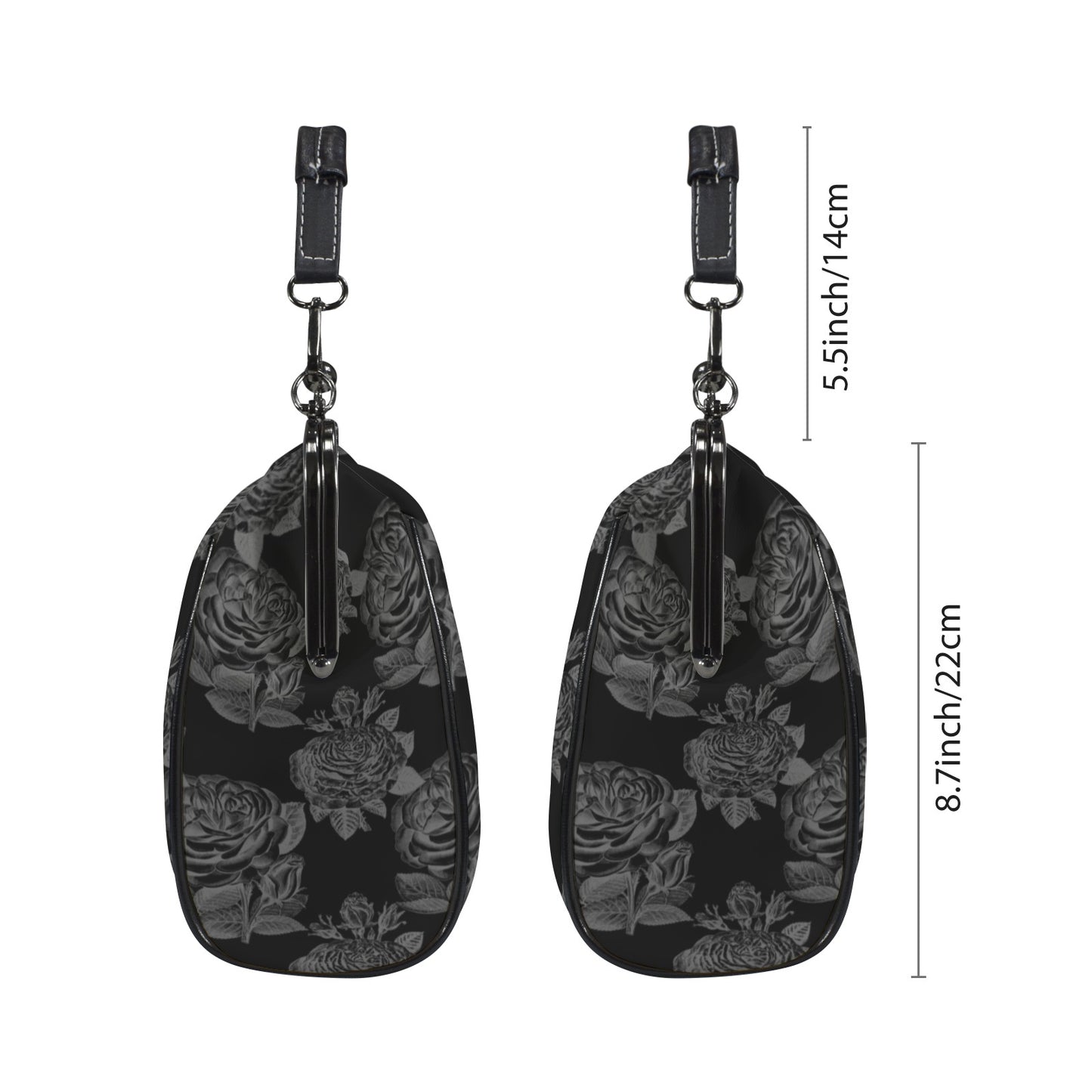 Gothic Black Roses Kisslock Purse