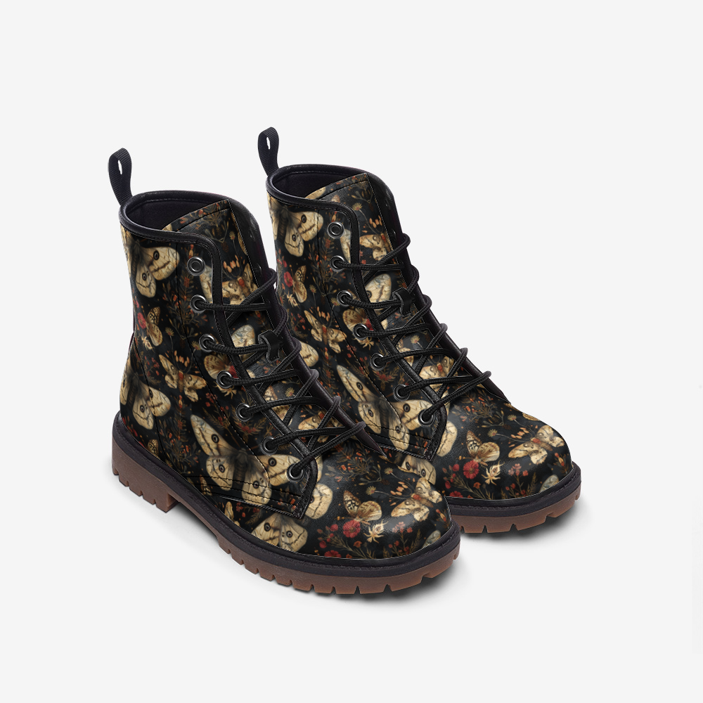 Whimsigothic Magical Moths Combat Boots