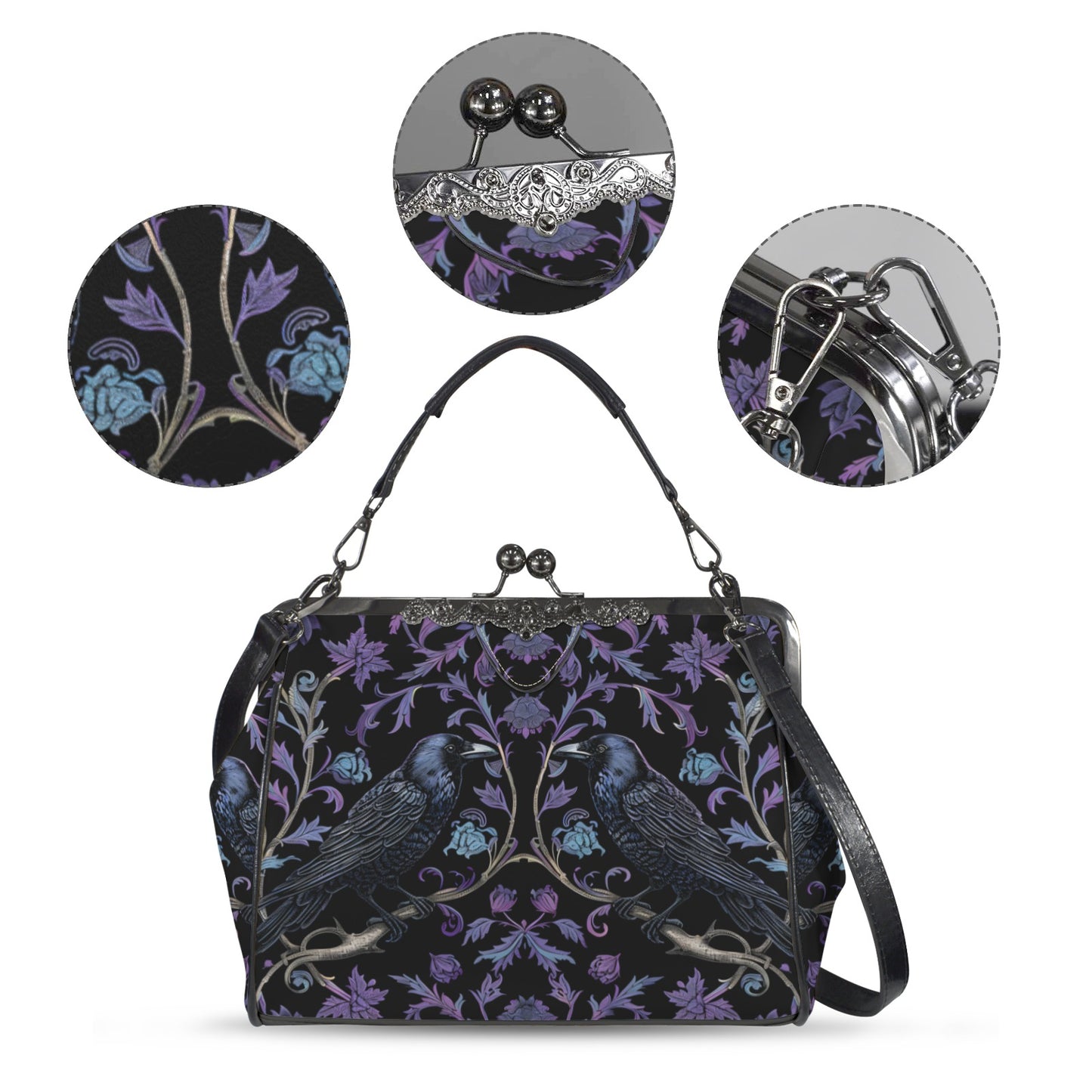 Gothic Ravens Kisslock Handbag