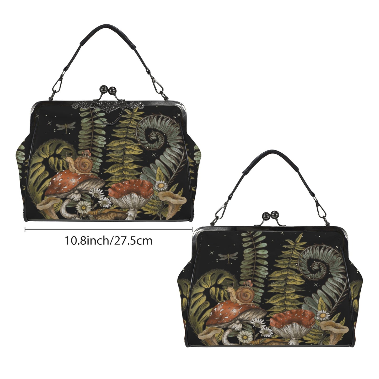 Goblincore Mushroom & Ferns Kisslock Purse
