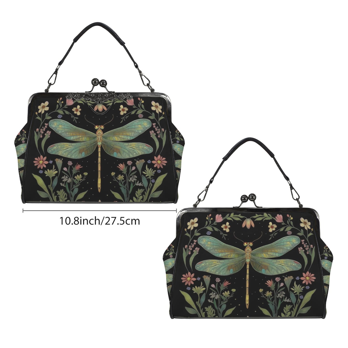Dragonfly & Flowers Kisslock Handbag