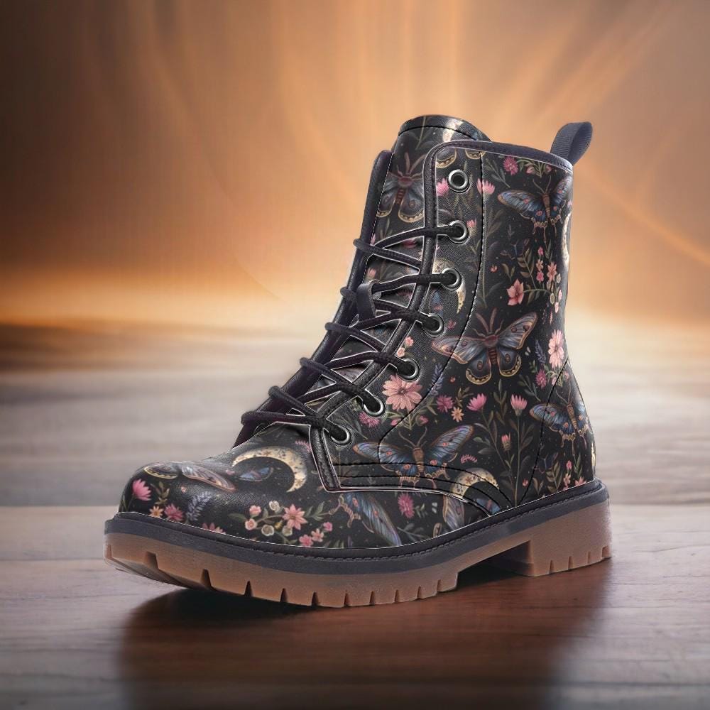 Night Garden Vegan Combat Boots