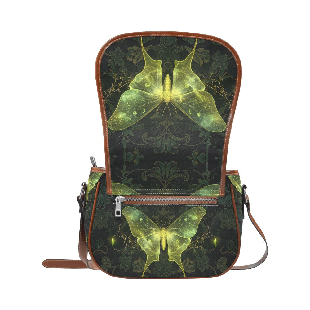 Luminous Luna Moth Saddle Bag Purse