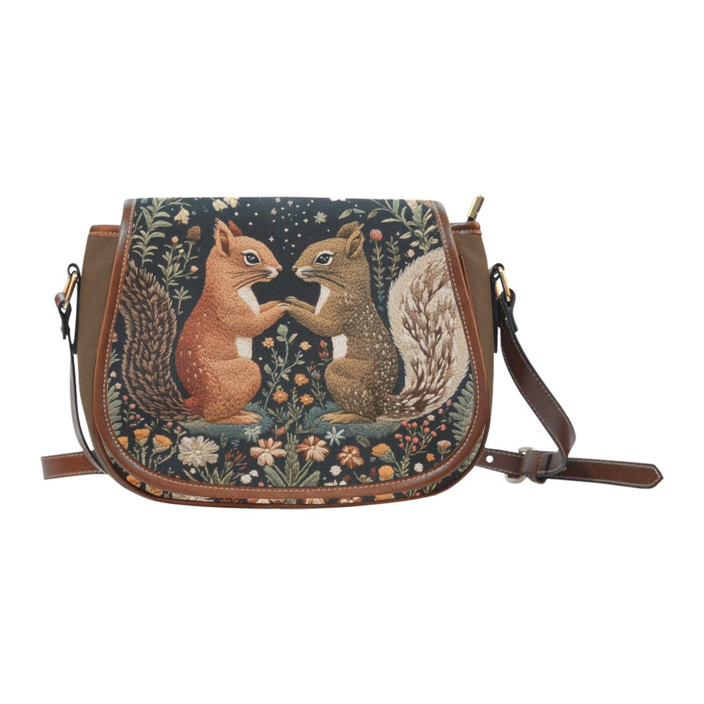 Cottagecore Whimsical Squirrels Saddle Bag