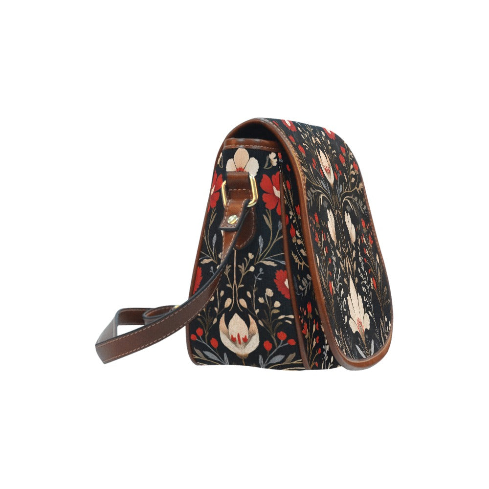 Boho Folk Floral Saddle Bag Purse
