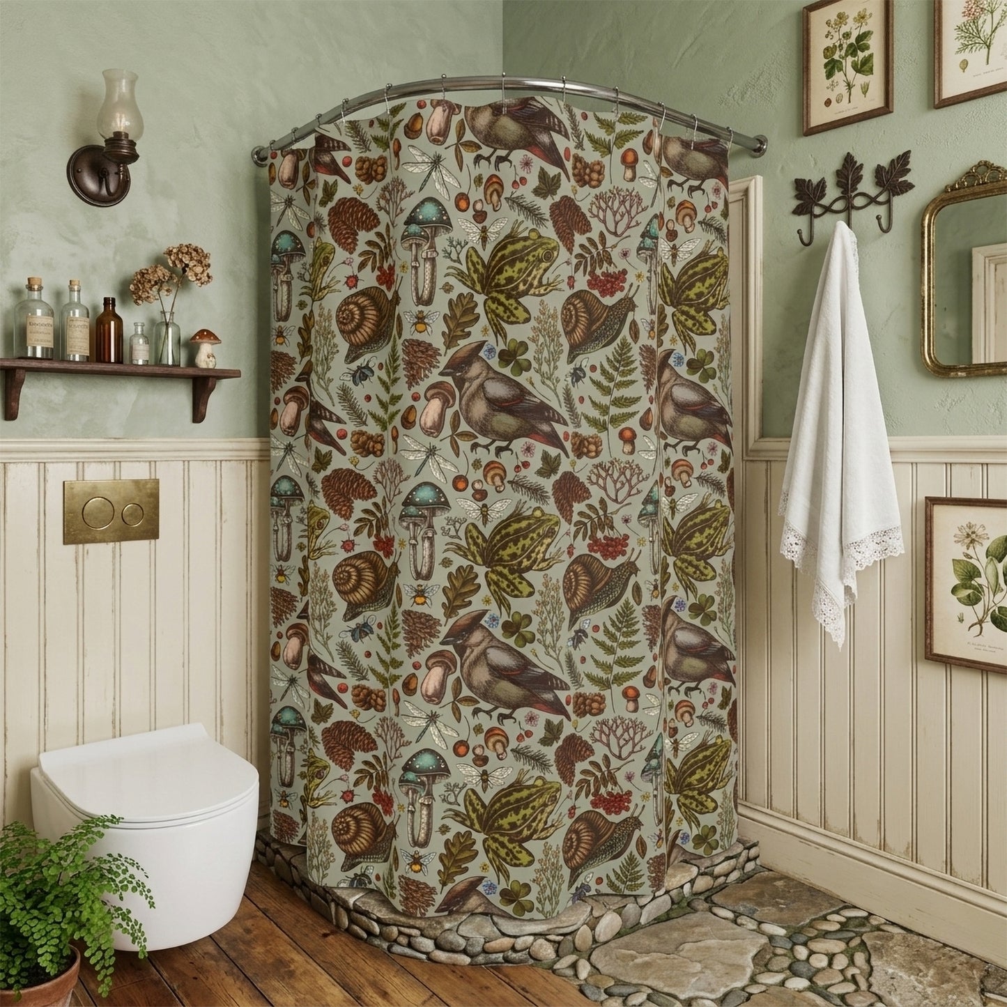 Enchanted Forest Woodland Shower Curtain & Bath Mat Set
