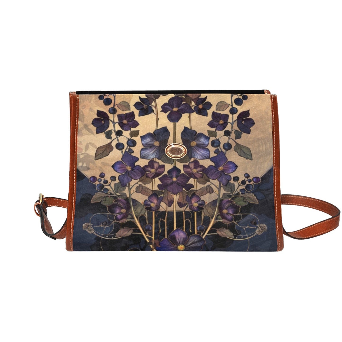 Boho Art Nouveau Nightshade Floral Satchel
