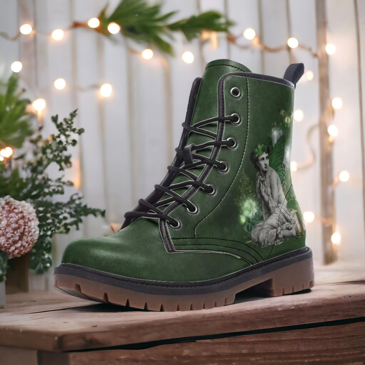 Absinthe Fairy Vegan Leather Combat Boots