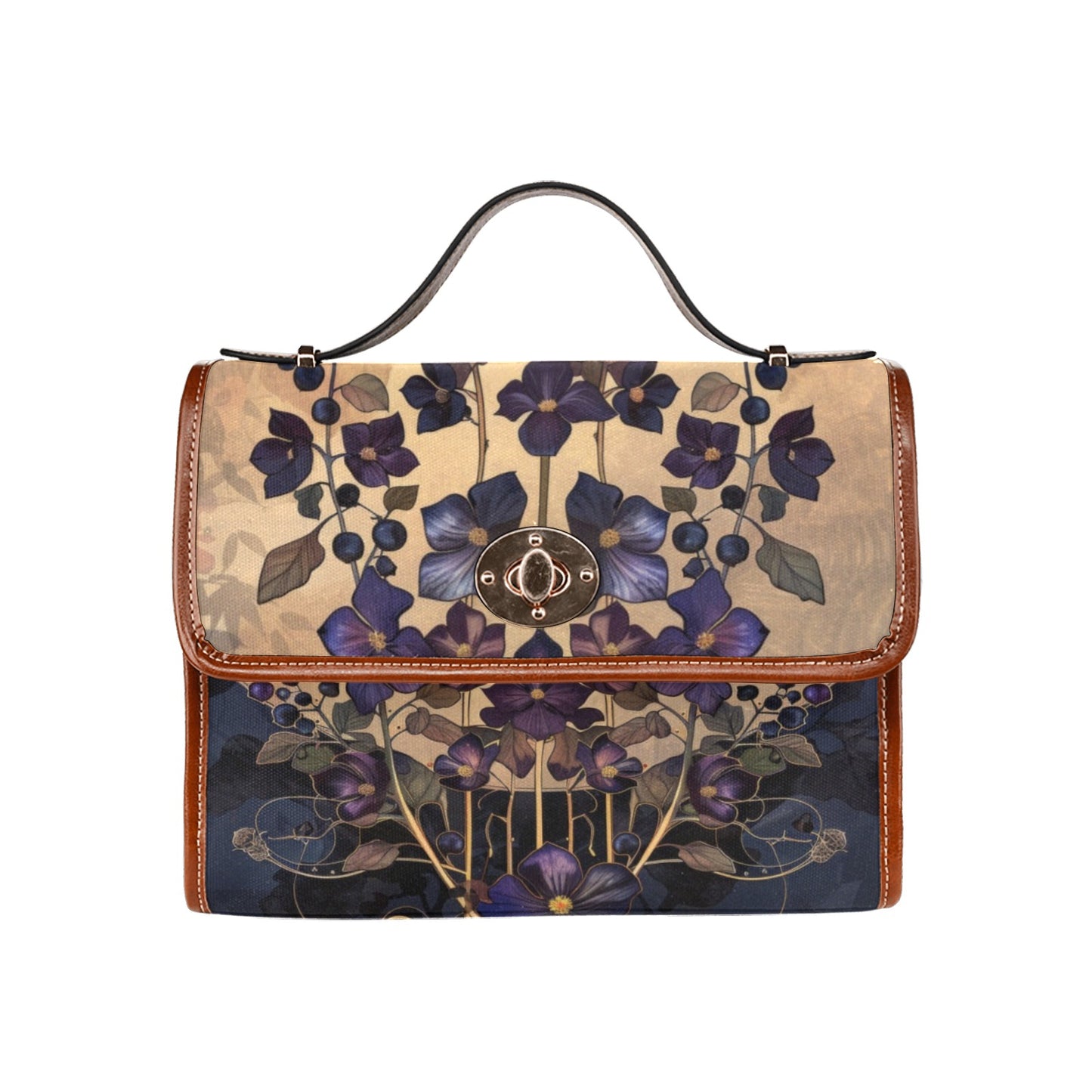 Boho Art Nouveau Nightshade Floral Satchel