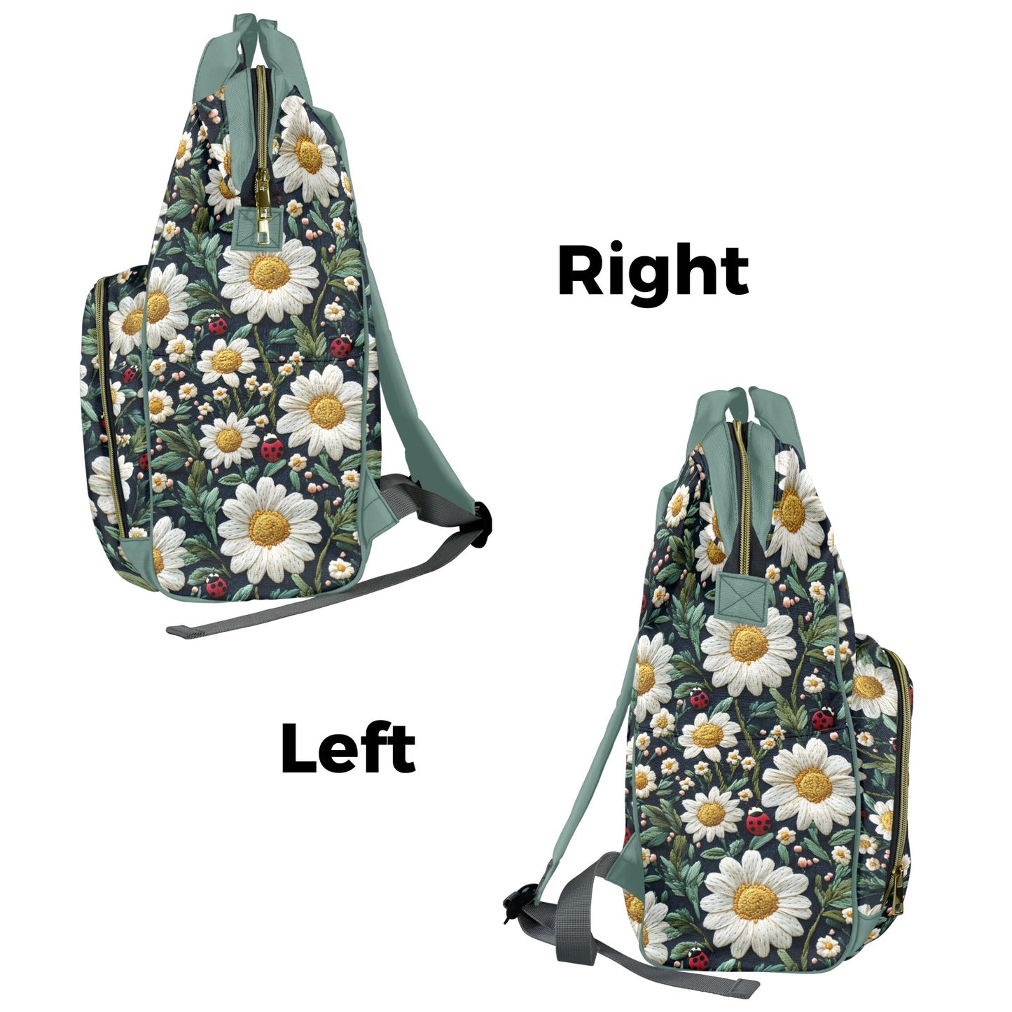 Faux Embroidered Daisies and Ladybugs