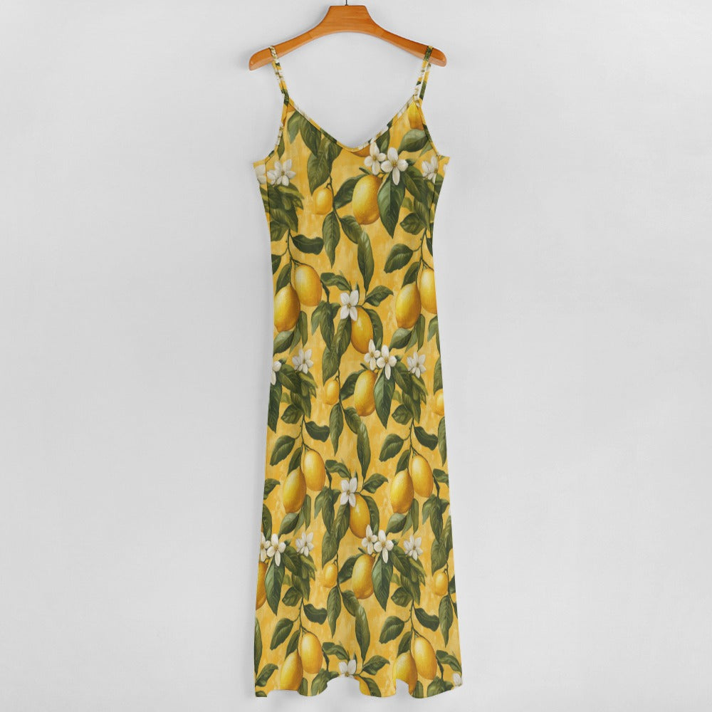 Boho Lemon Blossoms Maxi Dress
