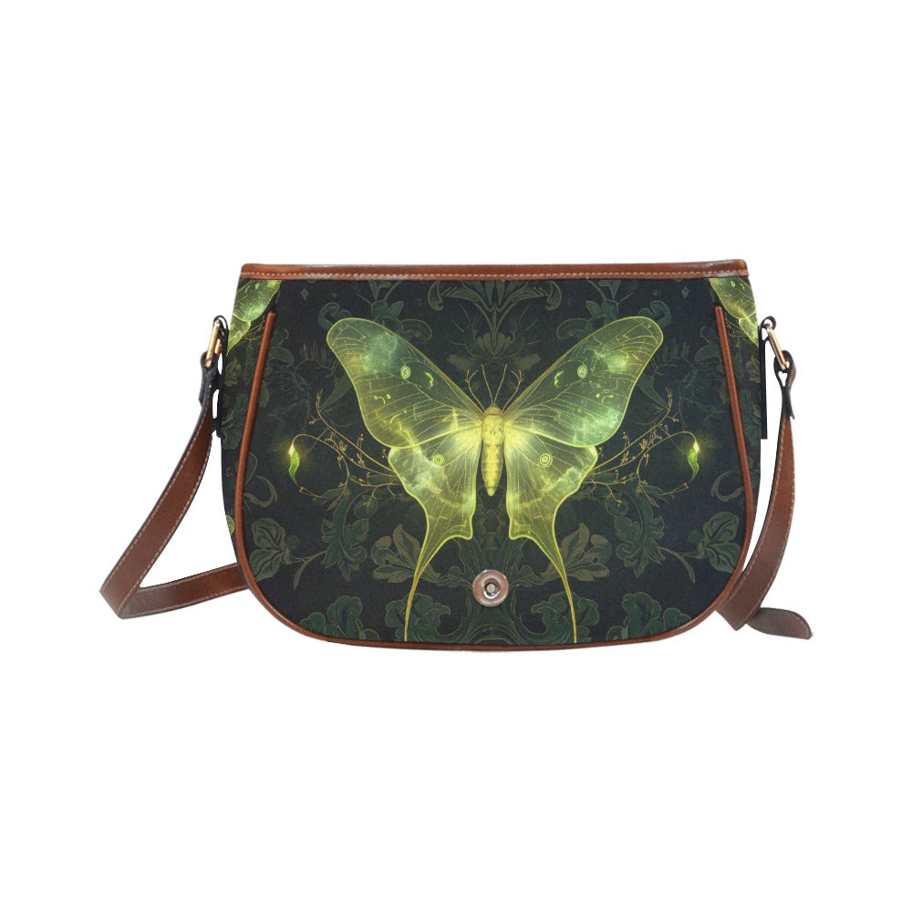 Luminous Luna Moth Saddle Bag Purse