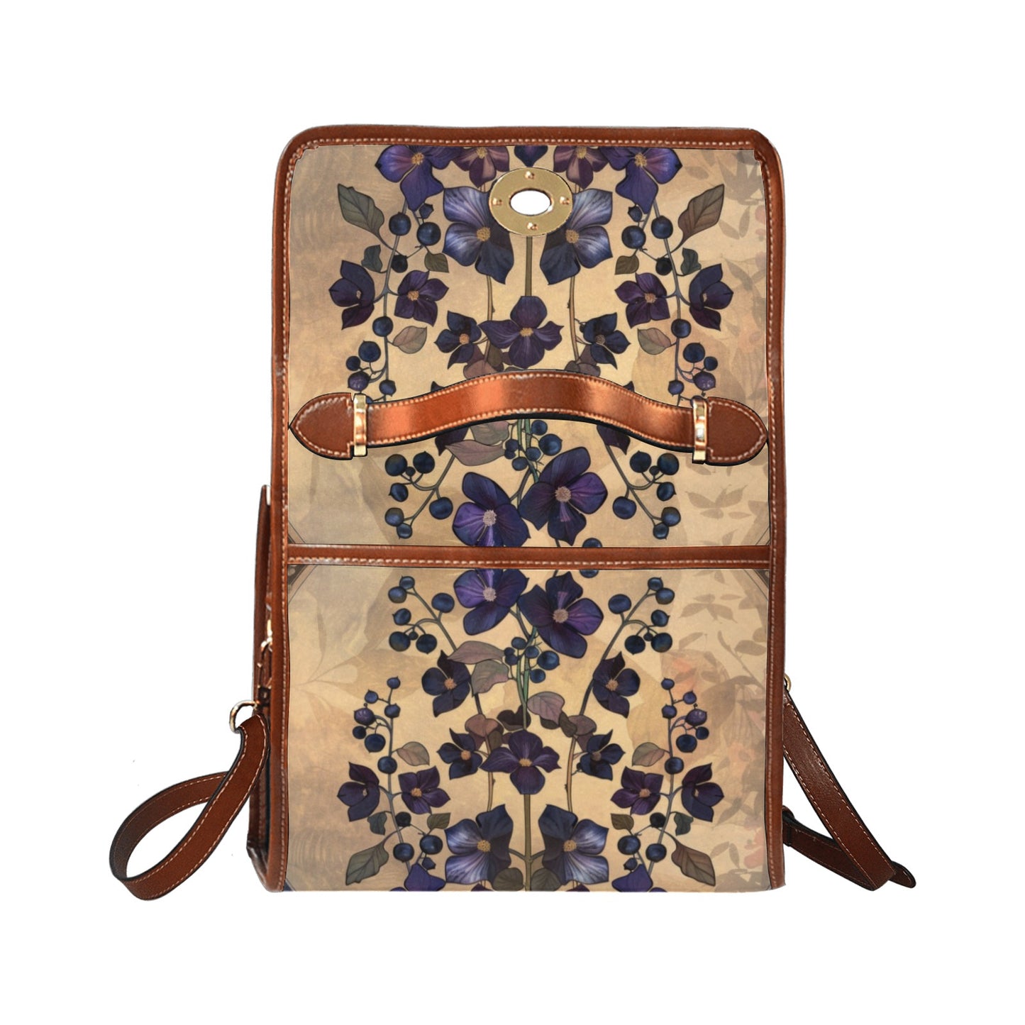 Boho Art Nouveau Nightshade Floral Satchel