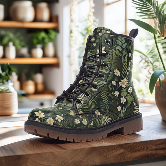 Dark Forest Ferns & Flowers Vegan Boots