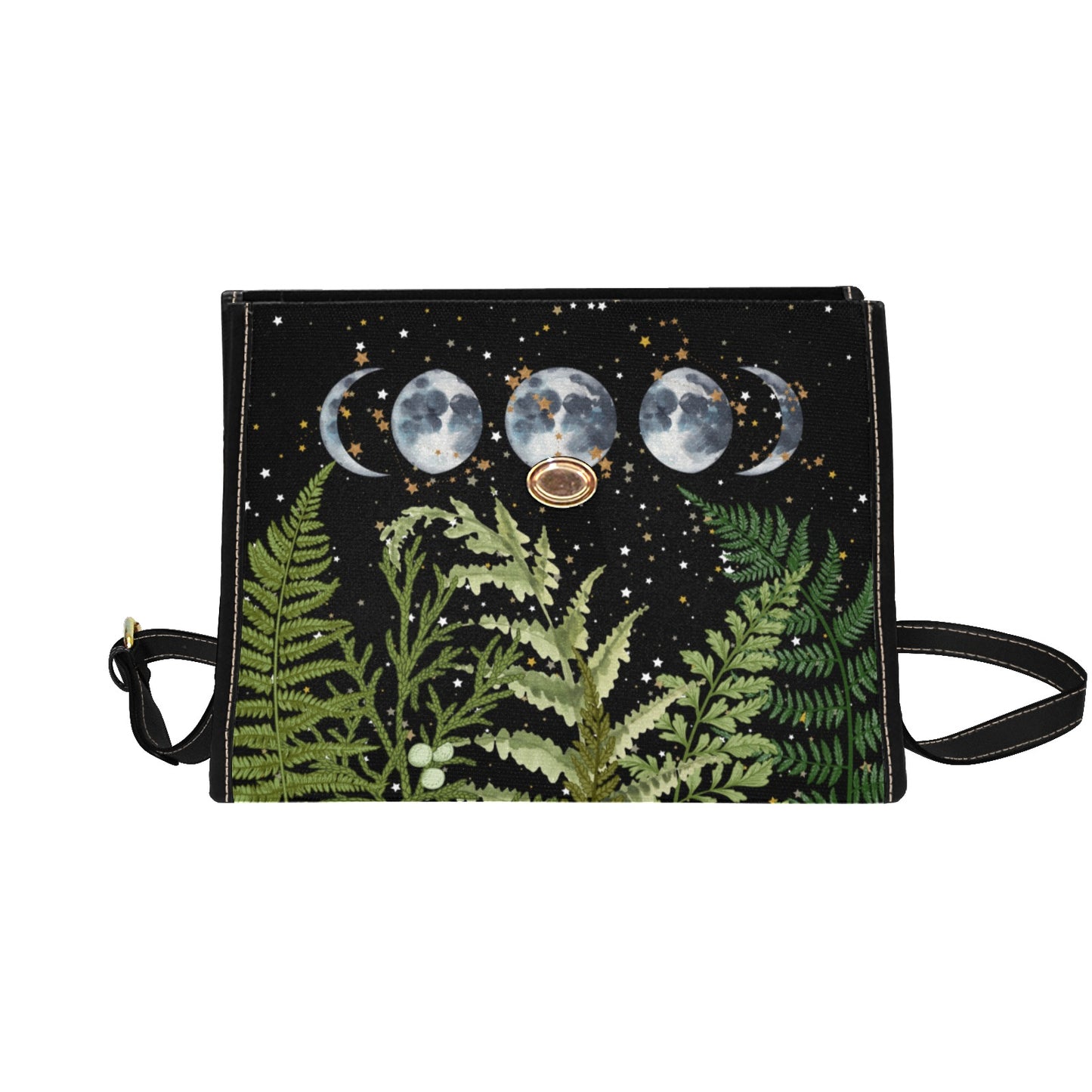 Boho Celestial Ferns & Moons Satchel Bag