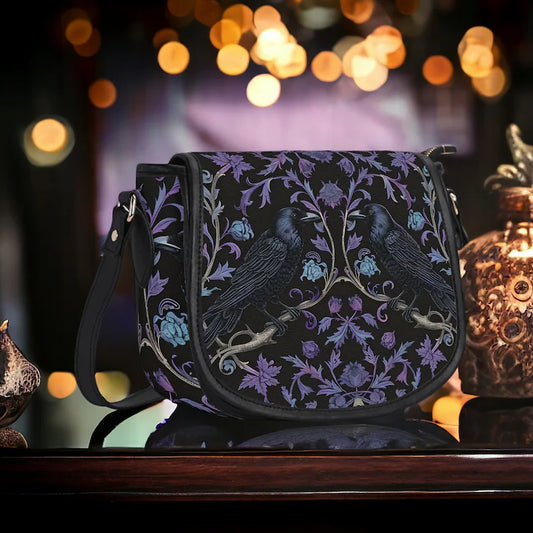 Gothic Raven's Roost Vegan Saddle Bag Purse