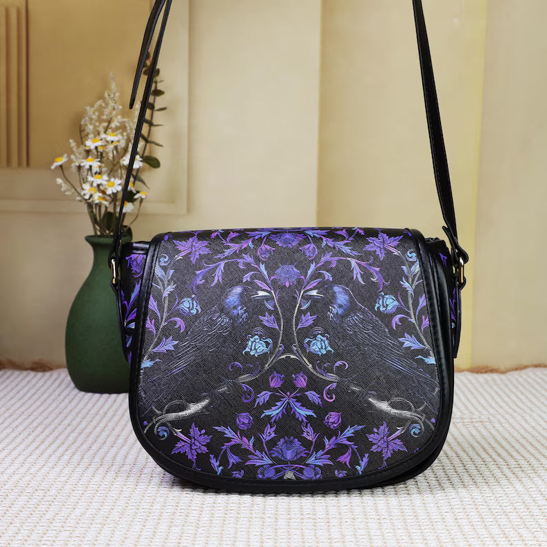 Gothic Raven's Roost Vegan Saddle Bag Purse