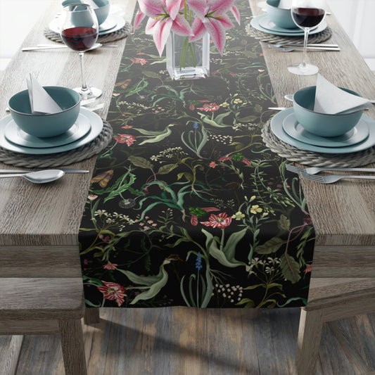Dark Garden Floral Table Runner