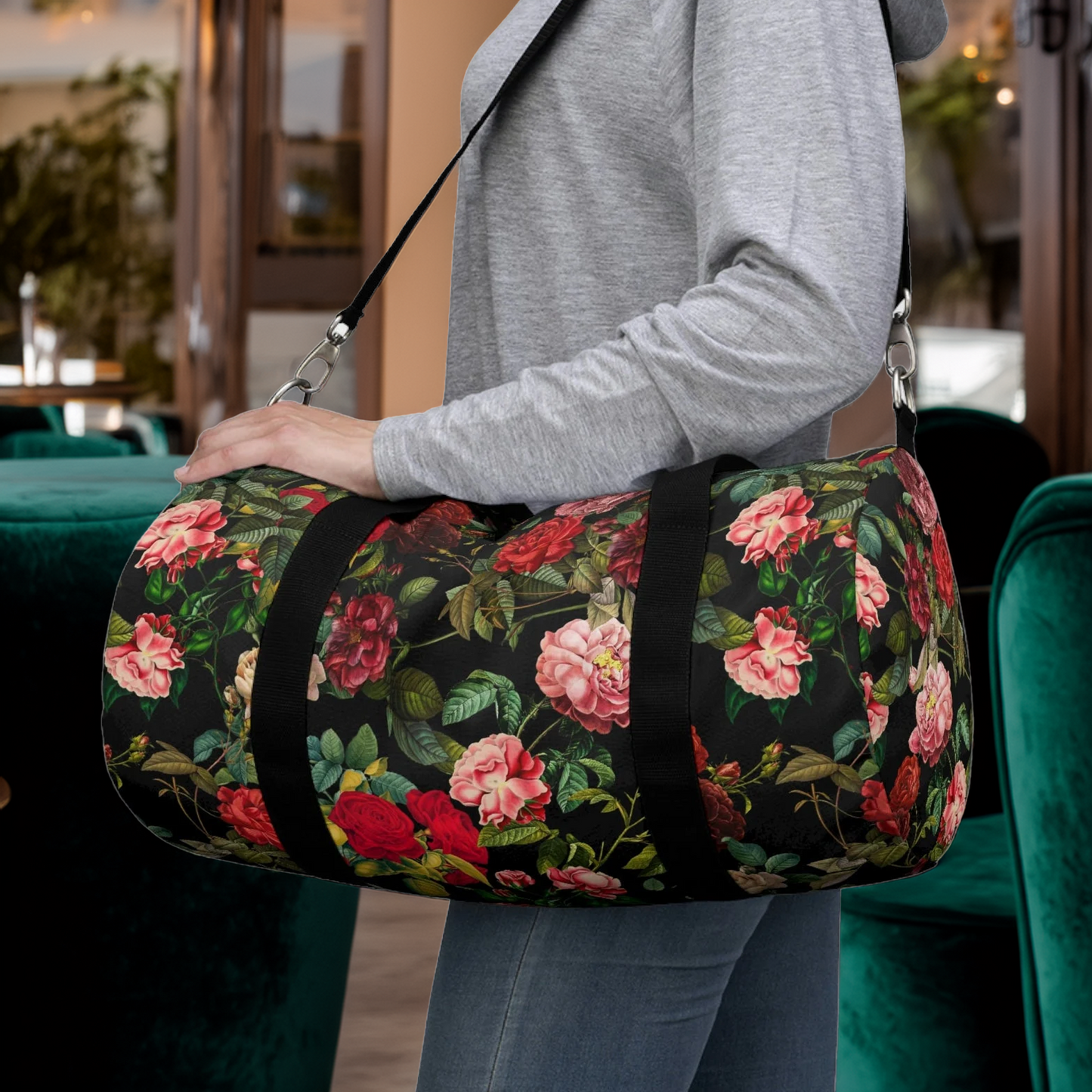 Vintage Dark Roses Whimsigoth Duffel Bag