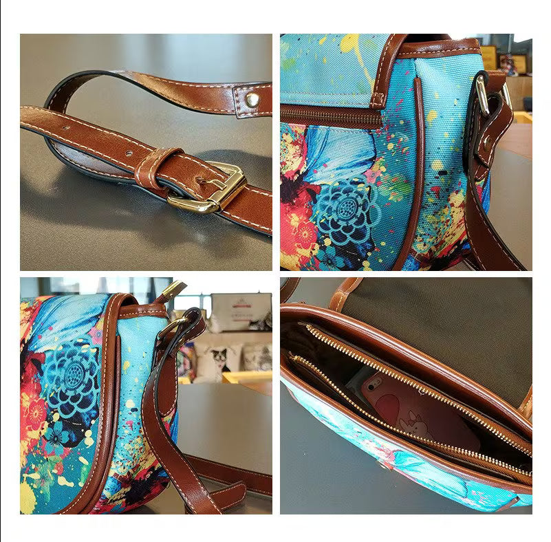 Boho Mushrooms Saddle Bag Purse