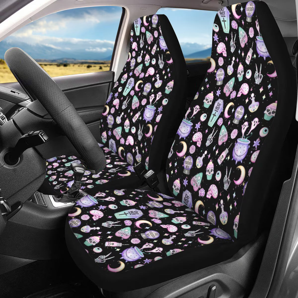 Cute Pastel Goth Witchy Car Seat Covers