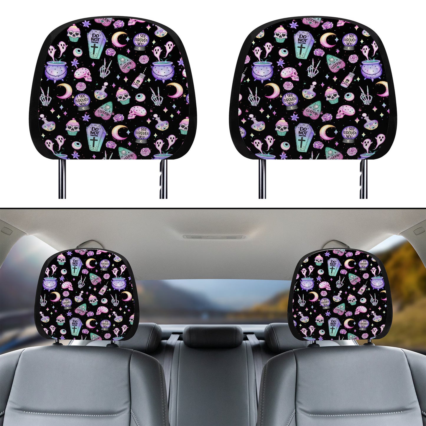Cute Pastel Goth Witchy Car Seat Covers