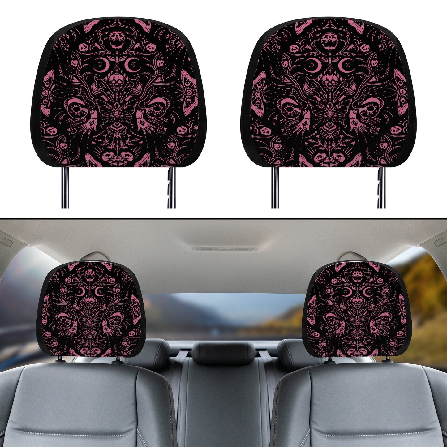 Pastel Pink Gothic Car Seat Covers