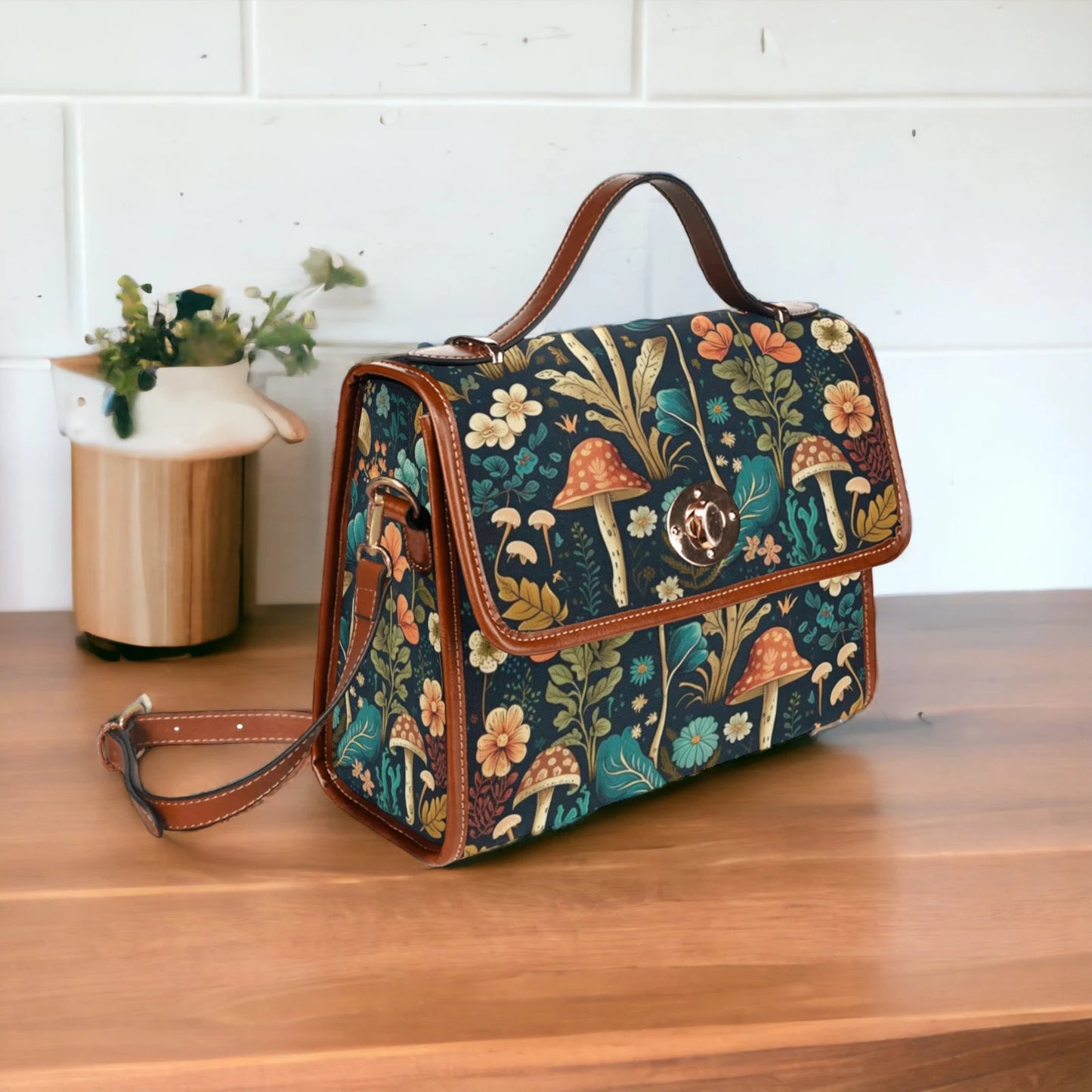 Boho Botanical Mushrooms Satchel