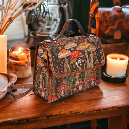 Trippy Boho Forest Mushrooms Satchel