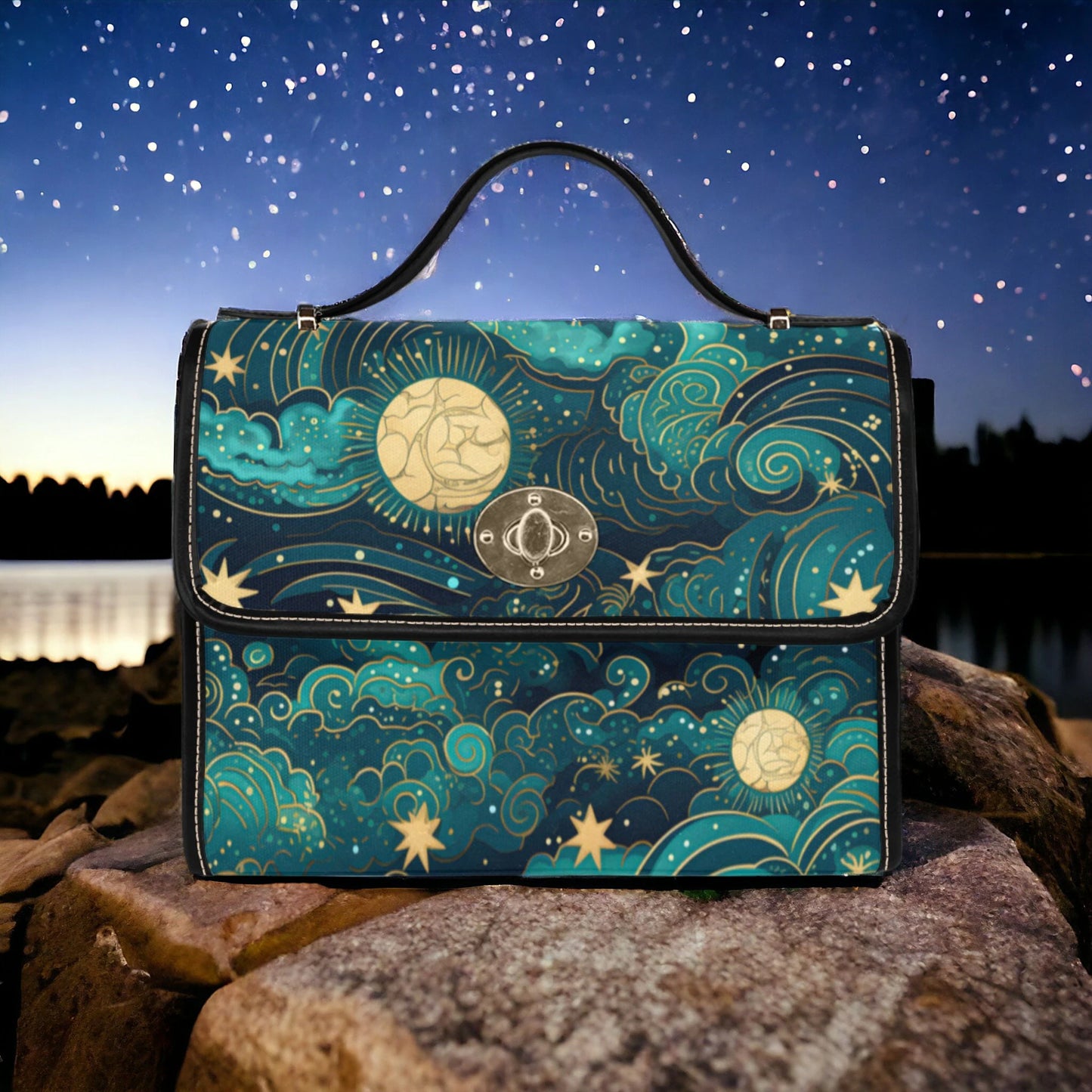 Boho Celestial Starry Night Sky Satchel Bag