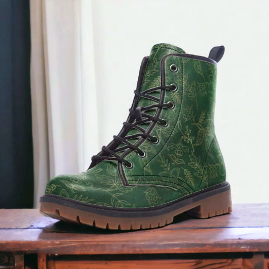 Emerald Green Botanical Vegan Boots
