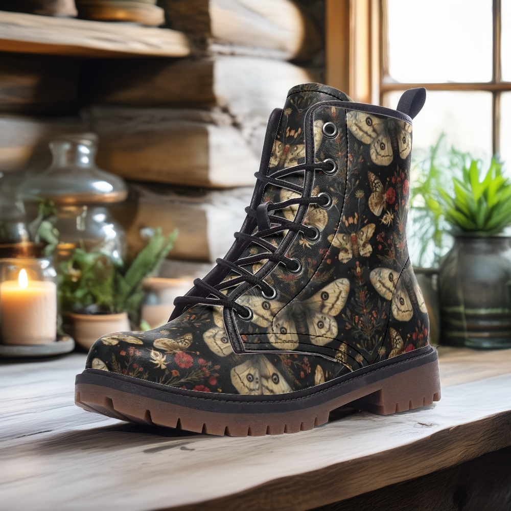 Whimsigothic Magical Moths Combat Boots