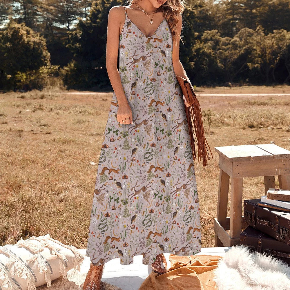 Boho Cottagecore Fairy Forest Maxi Dress
