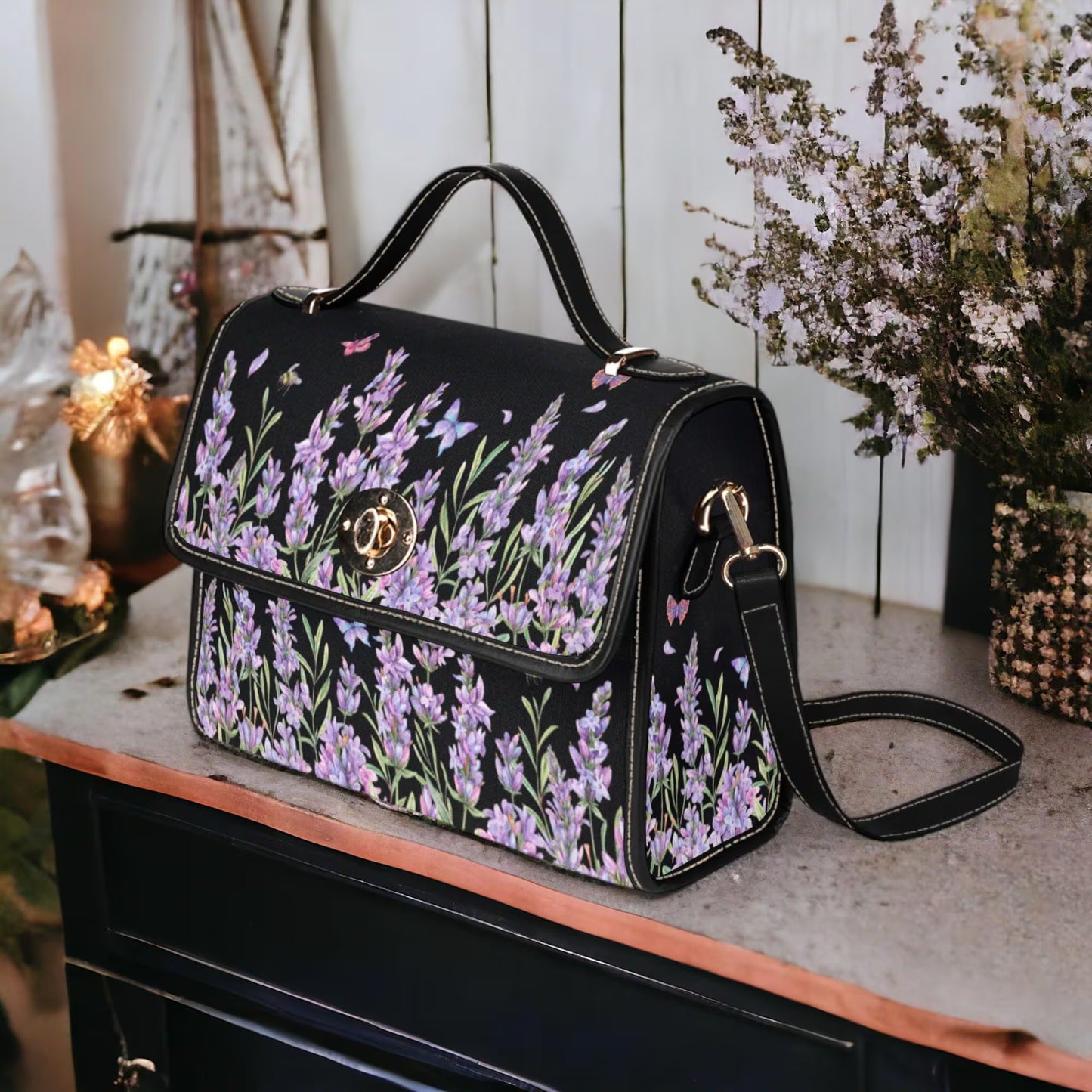 Boho Lavender Fields Satchel