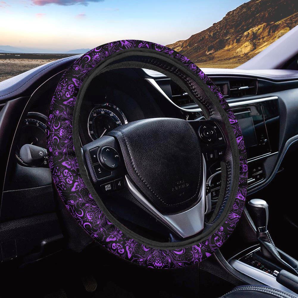Gothic Purple Skulls Moths Car Seat Covers Set