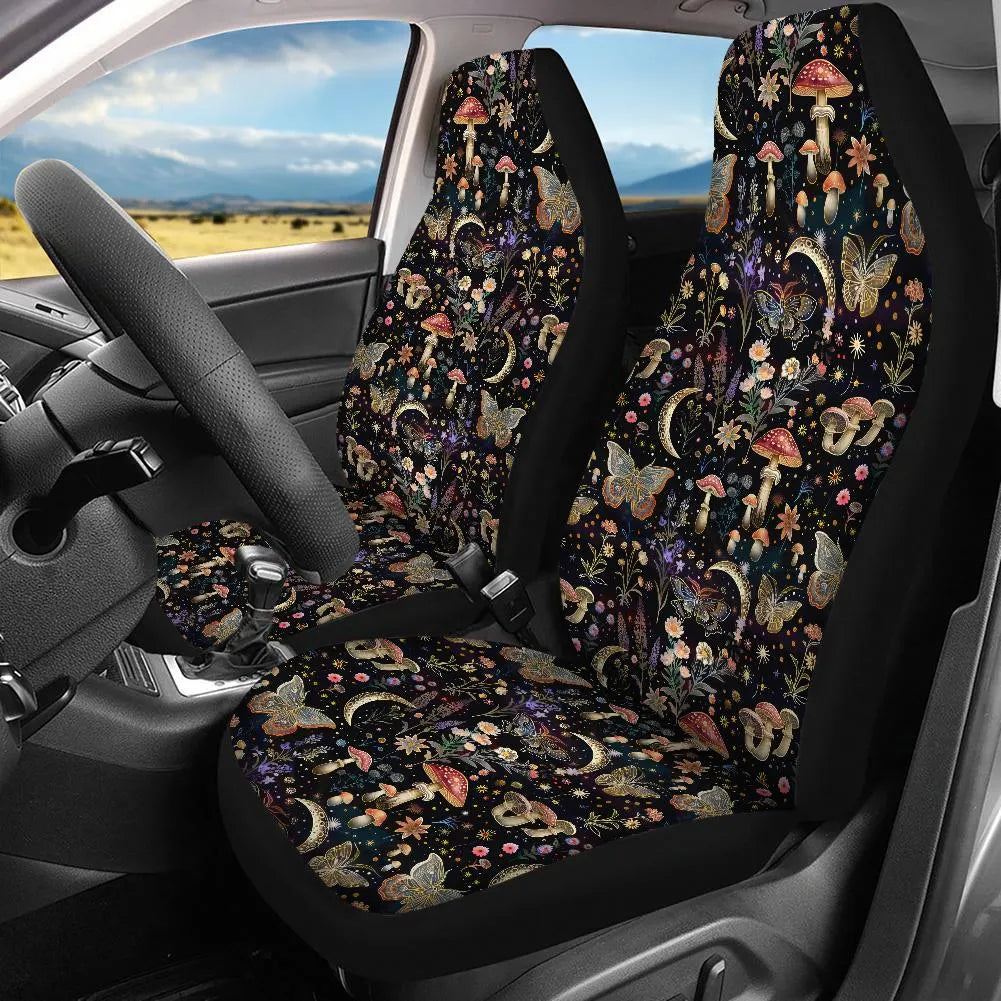 Trippy Mushrooms & Butterfly Night Garden Car Seat Covers & Car Accessories